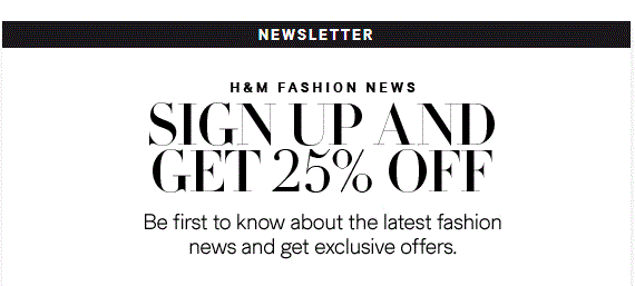 H&M 25% discount voucher