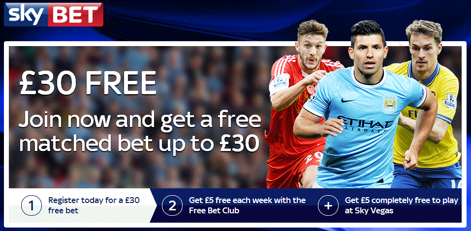 £30 free bet with Sky Bet